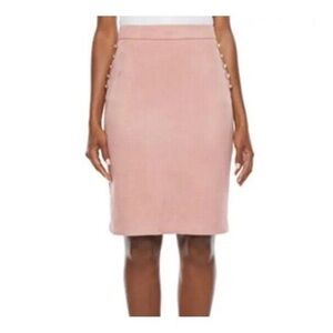 Liz Claiborne Pencil Skirt Women's Size 16W Pink Faux Suede Dessert Rose Outdoor